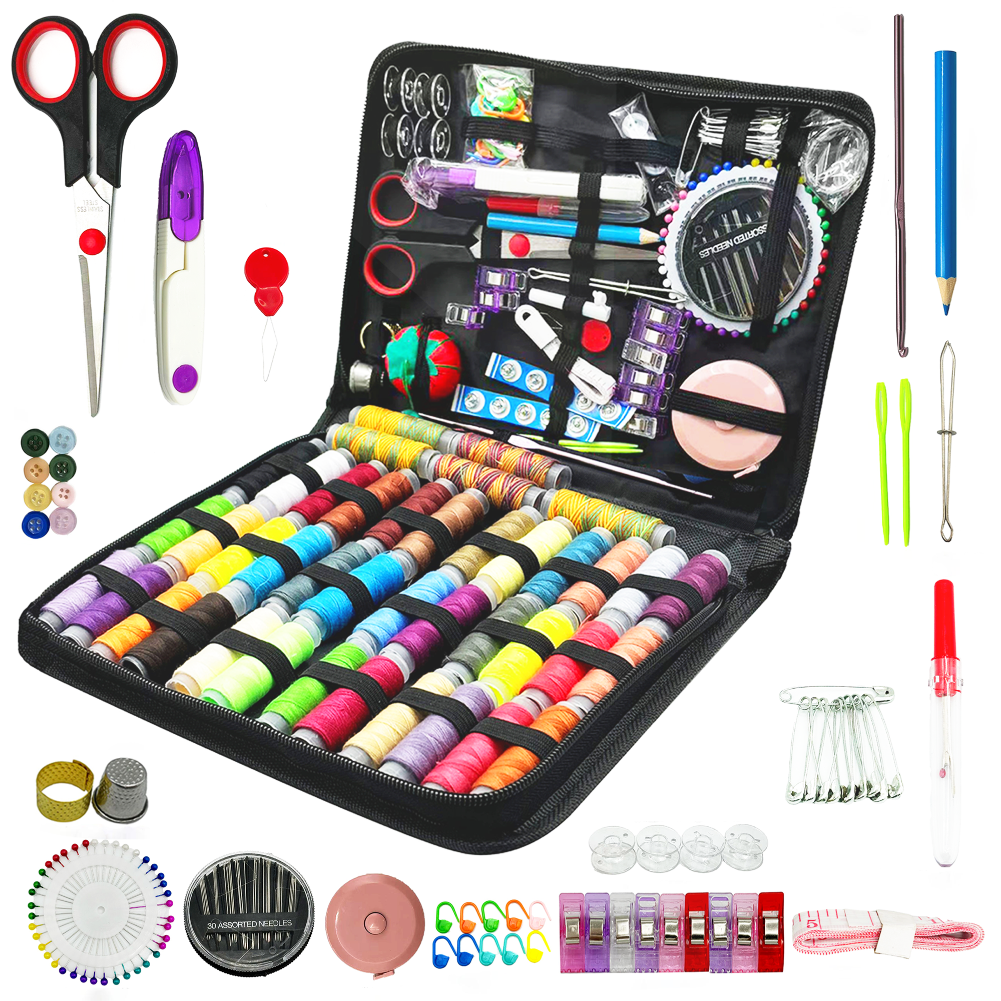 Sewing Kit for Adults Beginner and Professionals Home Travel Sewing Kit with Sewing Pins and Needles,Seam Rippers,Thread,Threaders for Felt Hand Sewing Starter kit with Scissor and Accessories - image 4