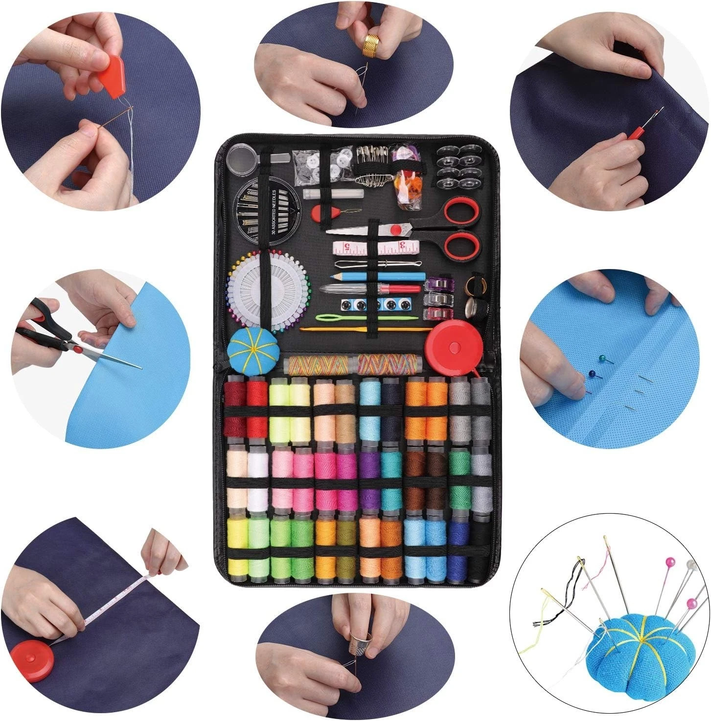 Sewing Kit for Adults Beginner and Professionals Home Travel Sewing Kit with Sewing Pins and Needles,Seam Rippers,Thread,Threaders for Felt Hand Sewing Starter kit with Scissor and Accessories - image 6