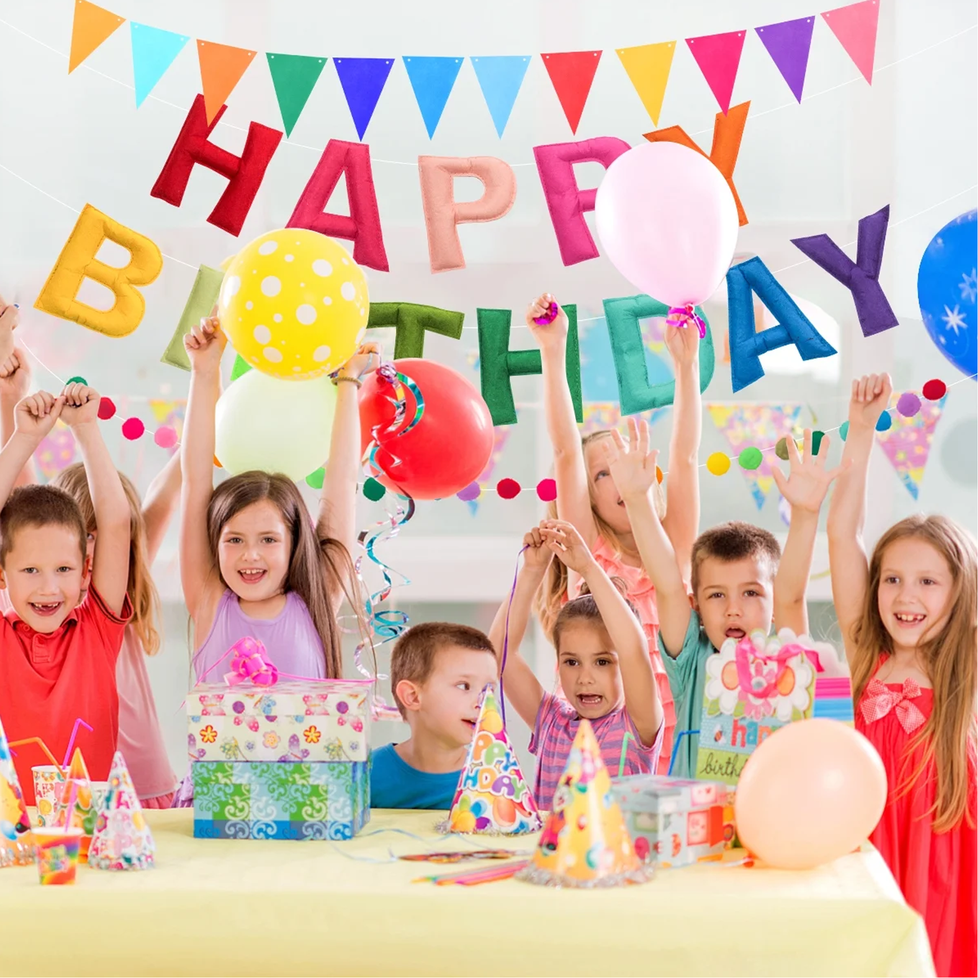Happy Birthday Banner Pre-Strung Felt Birthday Banner with Rainbow Felt Ball Garland, Reusable Happy Birthday Decorations for Party & Room Decor, Birthday Party Decorations for Women Men Boys Girls - image 12