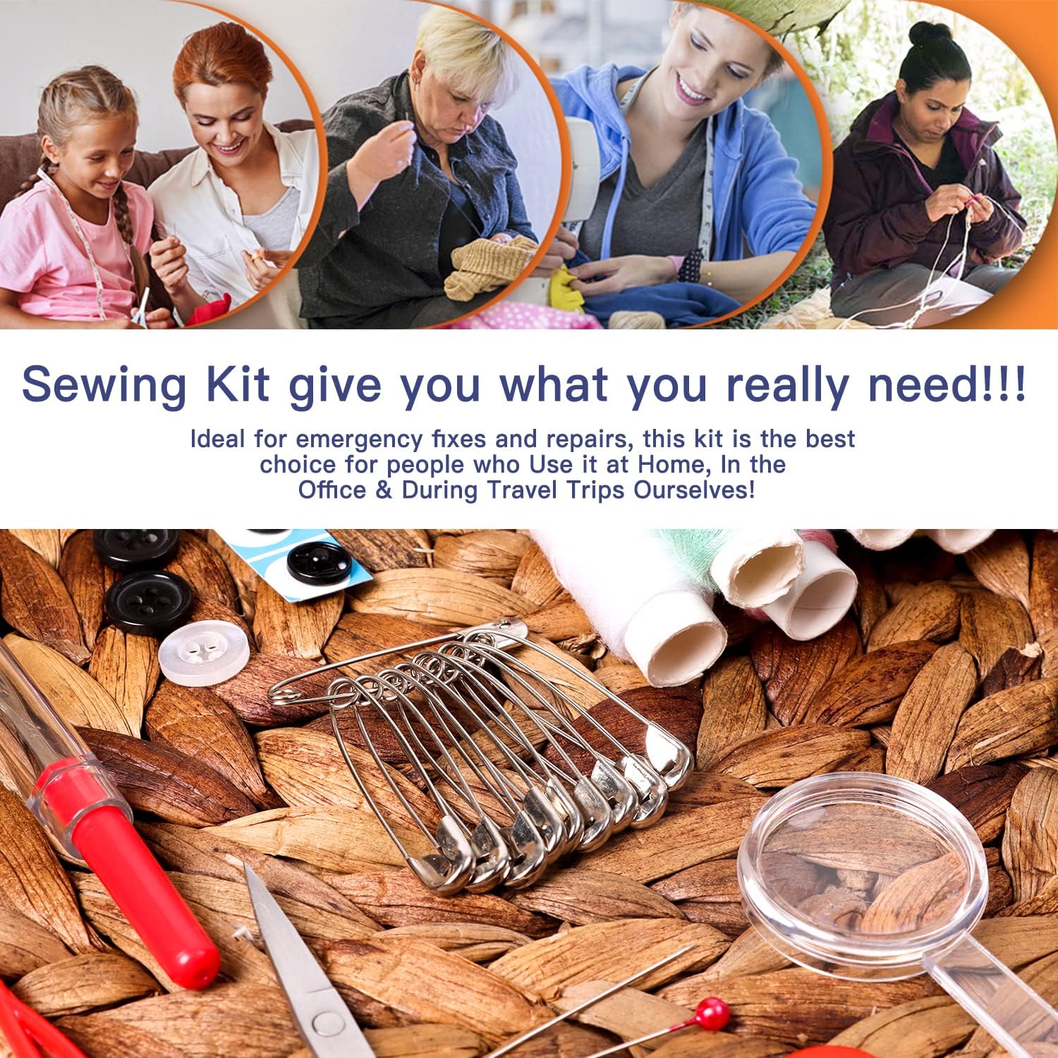 Sewing Kit for Adults Beginner and Professionals, Home, Travel Sewing Kit with Sewing Pins and Needles,Seam Rippers,Thread,Threaders for Hand Sewing with Scissor and Accessories - image 3