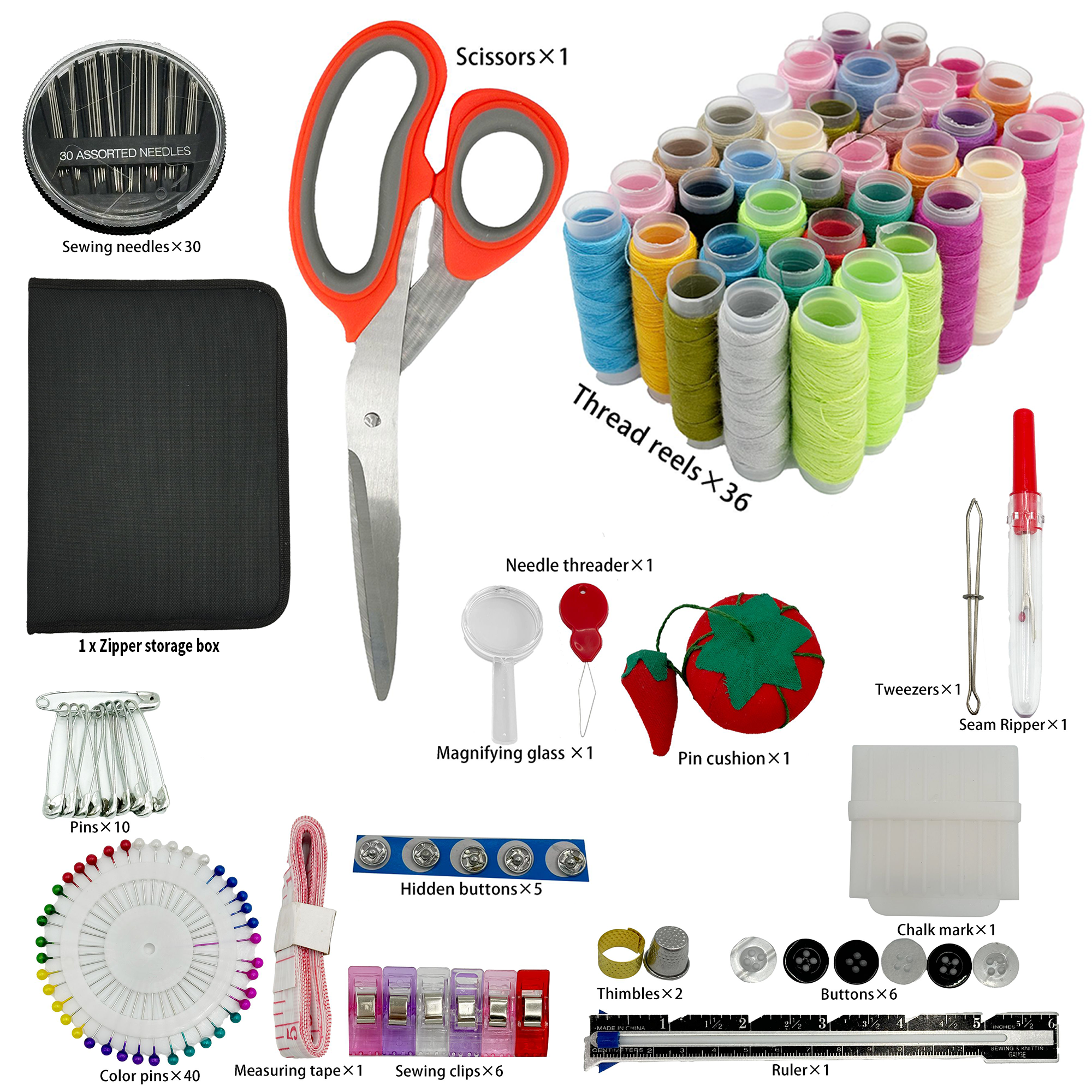 Sewing Kit for Adults Beginner and Professionals, Home, Travel Sewing Kit with Sewing Pins and Needles,Seam Rippers,Thread,Threaders for Hand Sewing with Scissor and Accessories - image 10