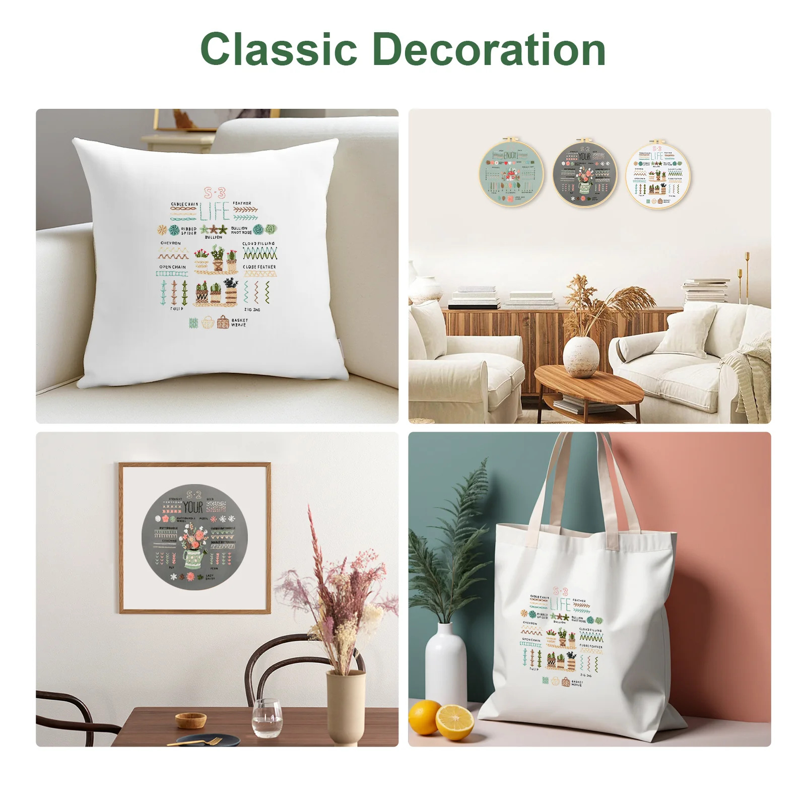 Sets Embroidery Kit for Beginners Adults – Learn 34 Basic Stitches, Hand Embroidery & Needlepoint Cross Stitch Kit with Patterns, Hoop, Threads & Tools - image 4