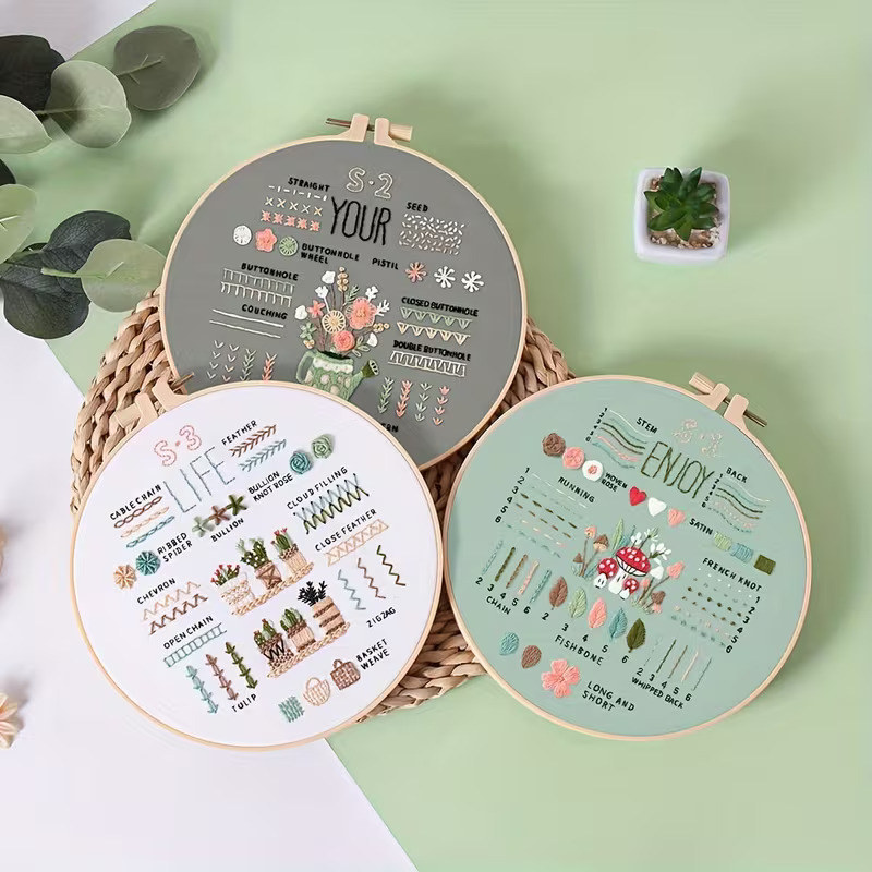 Sets Embroidery Kit for Beginners Adults – Learn 34 Basic Stitches, Hand Embroidery & Needlepoint Cross Stitch Kit with Patterns, Hoop, Threads & Tools - image 5