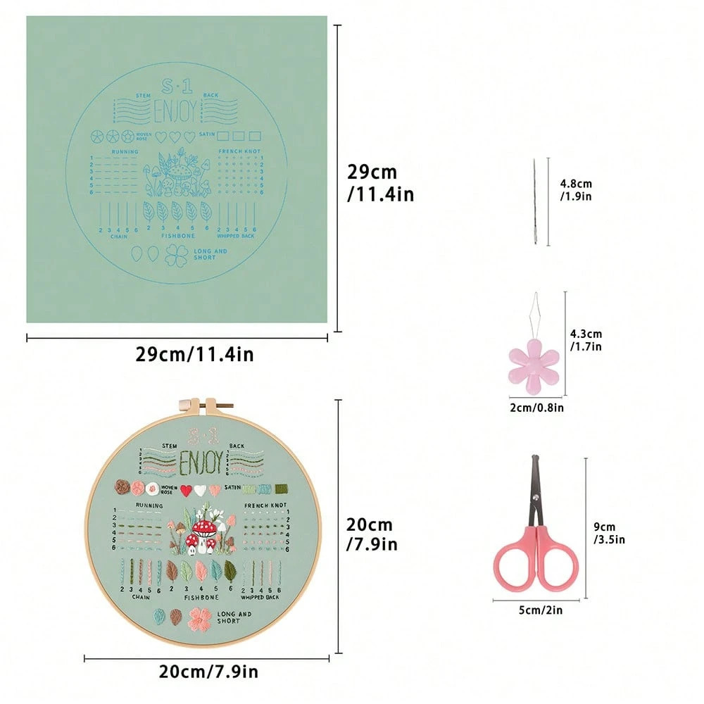 Sets Embroidery Kit for Beginners Adults – Learn 34 Basic Stitches, Hand Embroidery & Needlepoint Cross Stitch Kit with Patterns, Hoop, Threads & Tools - image 10