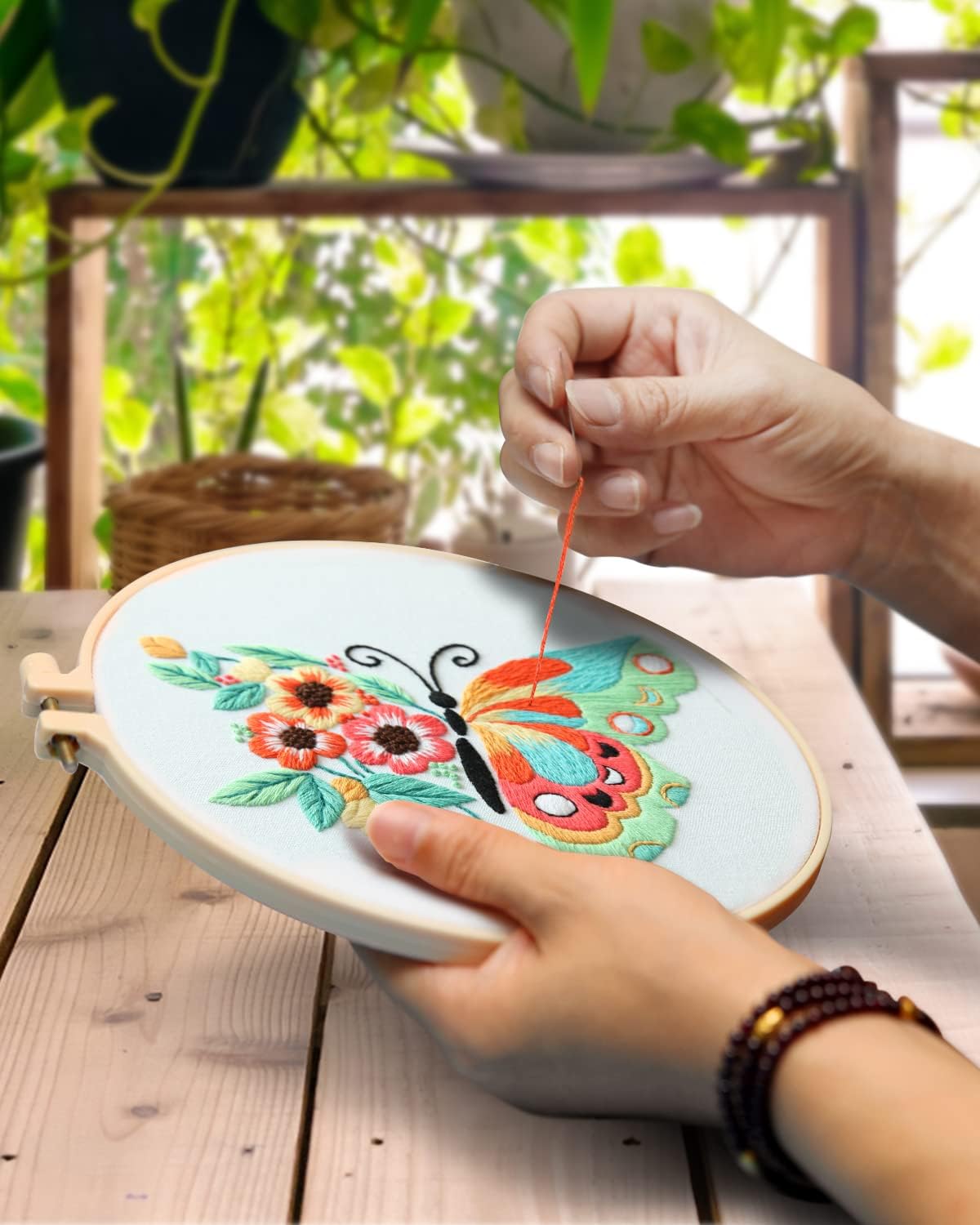 3 Pack Butterfly Embroidery kit for Beginners to Advanced, Floral Hand Embroidery & Cross Stitch mini Tool Kit with Stamped Patterns, Hoop - image 7