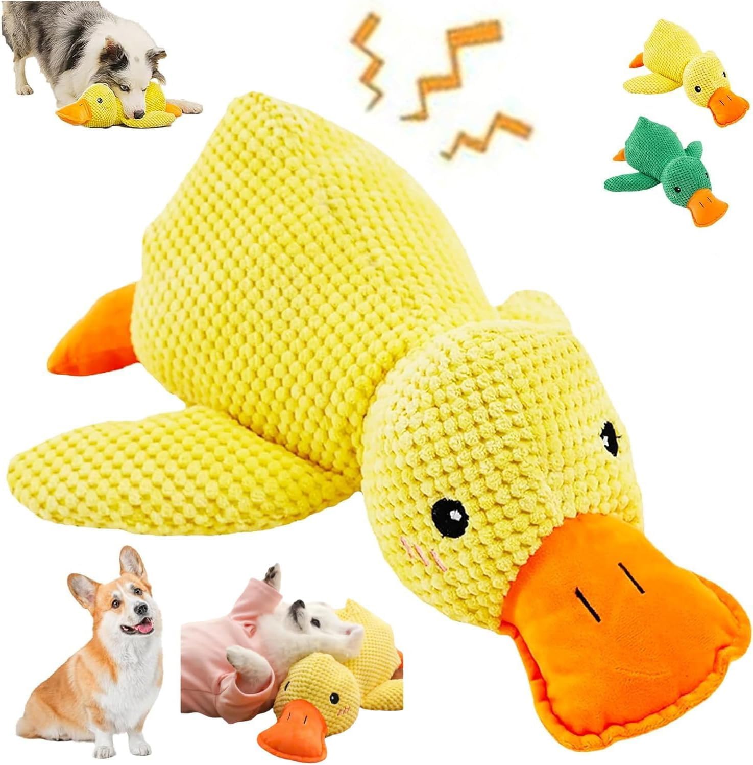 Mellow Dog Calming Yellow Duck Squeak Toy – Calming Duck Toy for Dogs Plush Chew Toy 2026, Anxiety Relief pet Toy for Medium & Large Dogs  Gift