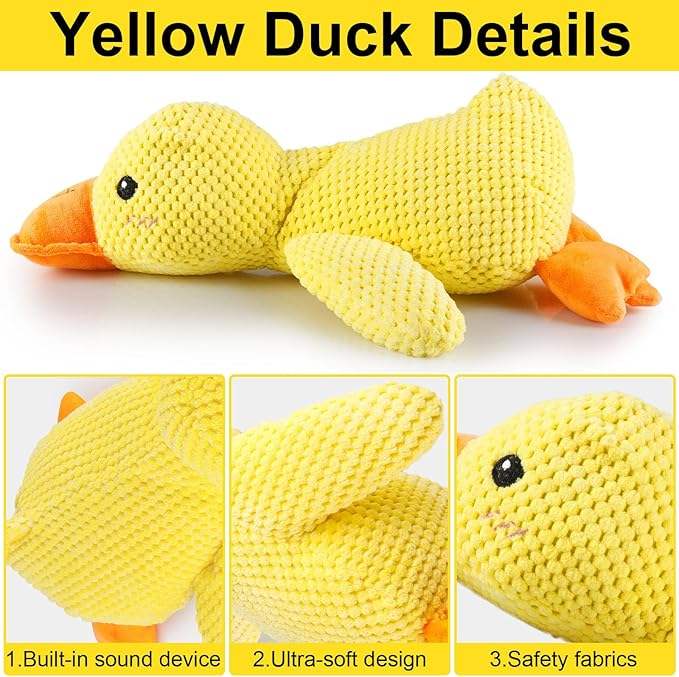 Mellow Dog Calming Yellow Duck Squeak Toy – Calming Duck Toy for Dogs Plush Chew Toy 2026, Anxiety Relief pet Toy for Medium & Large Dogs  Gift - image 4