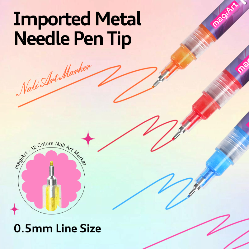 12 Colors Nail Art Pens Set – Fine Tip Nail Art Markers for Gel, Acrylic & Natural Nails | Quick-Dry Acrylic Polish Pens for Drawing, Dotting & DIY Nail Design for Beginners & Professionals - image 10