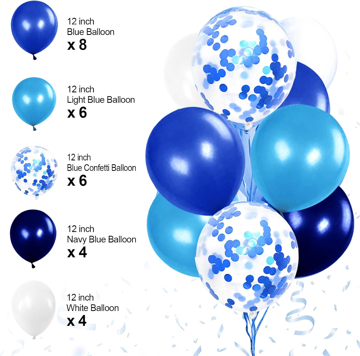 Blue Birthday Decorations Set for Boys & Men – Happy Birthday Banner, 30 Balloons, Navy & Light Blue Pom Poms, Foil Fringe Curtain Backdrop & Party Décor Kit for All Age Milestone Celebrations - image 13