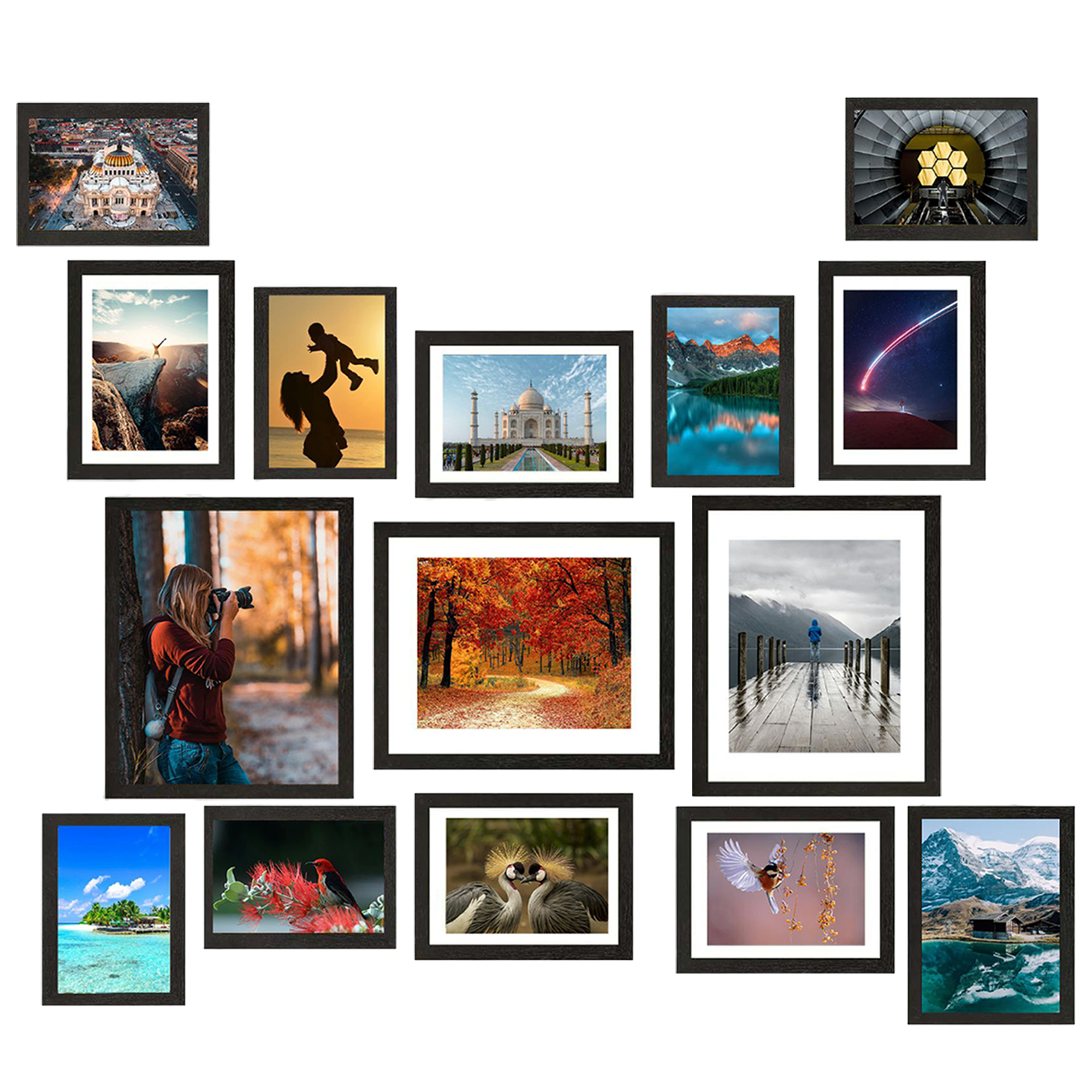 15 Pack Picture Frames Collage Wall Decor Set – Multi Size Gallery Wall Frames with 3pcs 8x10, 6pcs 5x7 & 6pcs 4x6 | Black Photo Frames for Wall Mounting or Tabletop Display - image 2