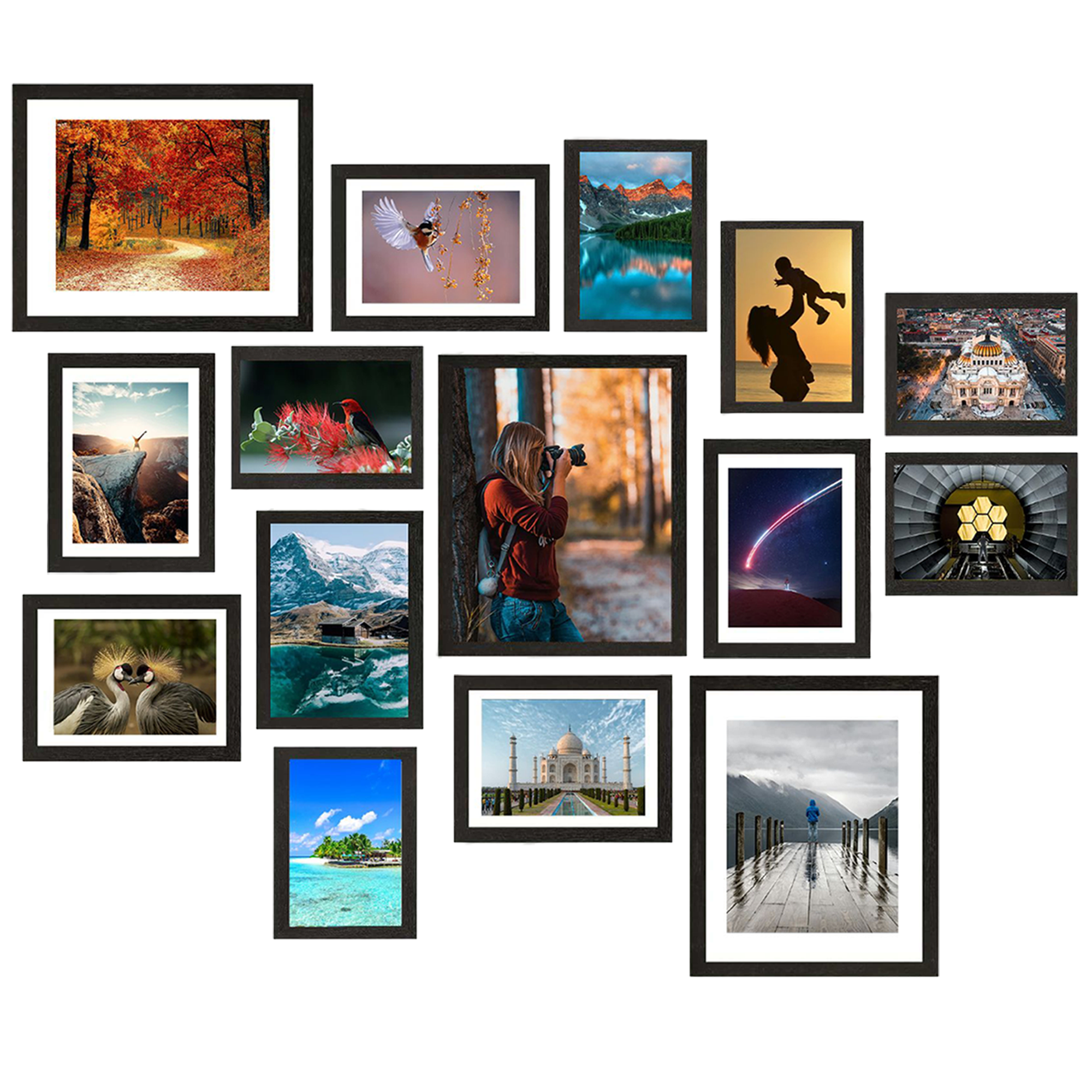 15 Pack Picture Frames Collage Wall Decor Set – Multi Size Gallery Wall Frames with 3pcs 8x10, 6pcs 5x7 & 6pcs 4x6 | Black Photo Frames for Wall Mounting or Tabletop Display - image 3