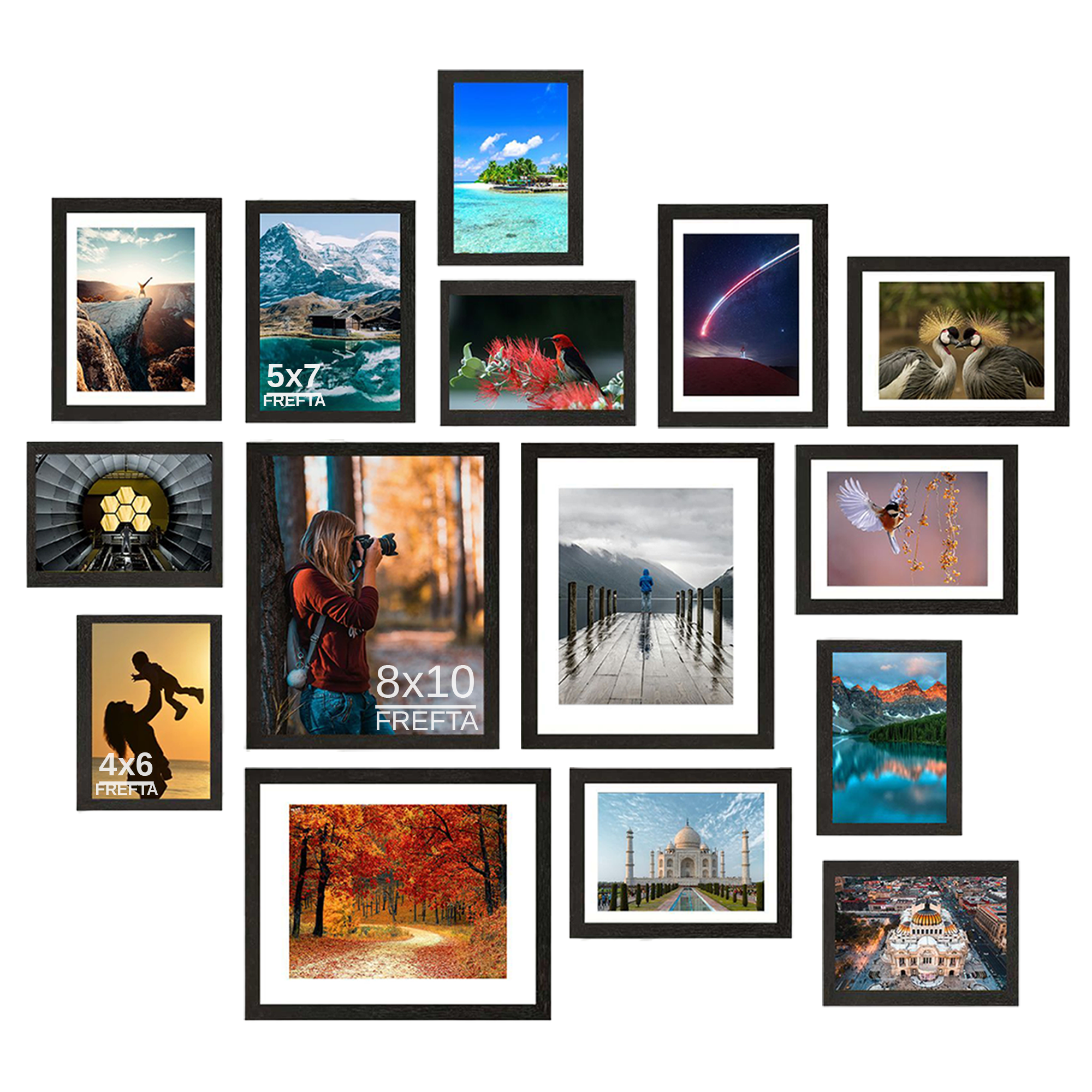 15 Pack Picture Frames Collage Wall Decor Set – Multi Size Gallery Wall Frames with 3pcs 8x10, 6pcs 5x7 & 6pcs 4x6 | Black Photo Frames for Wall Mounting or Tabletop Display - image 4