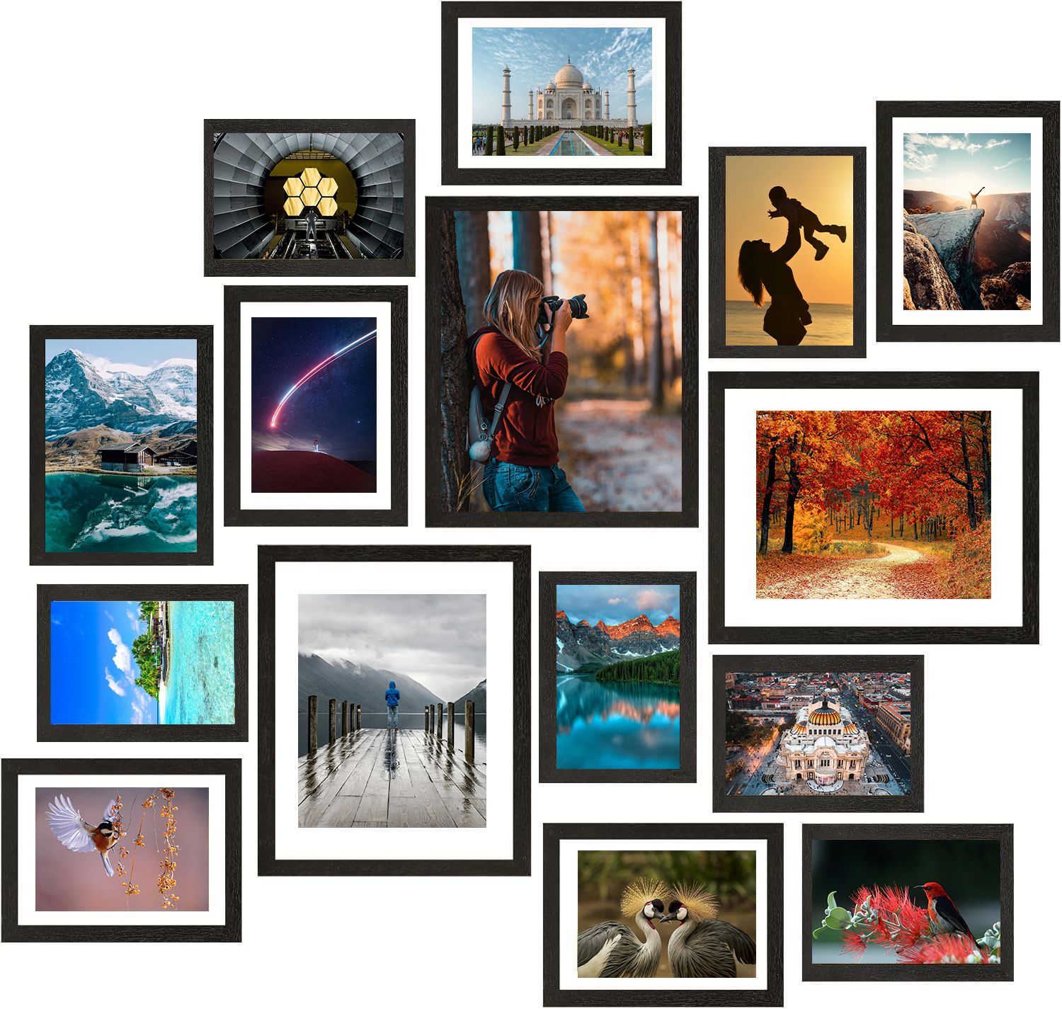15 Pack Picture Frames Collage Wall Decor Set – Multi Size Gallery Wall Frames with 3pcs 8x10, 6pcs 5x7 & 6pcs 4x6 | Black Photo Frames for Wall Mounting or Tabletop Display - image 5