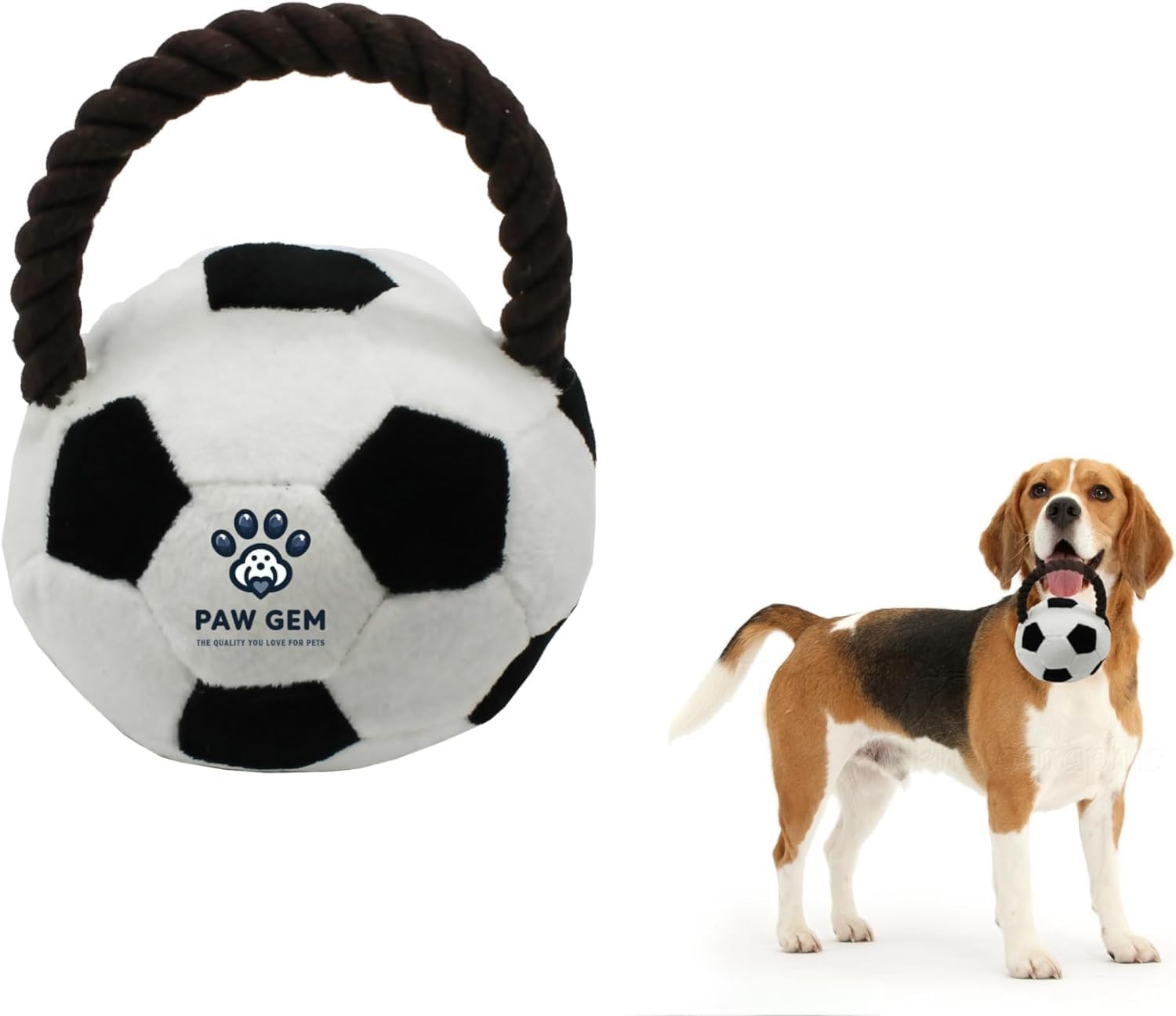 Interactive Dog Soccer Ball Toy with Rope Straps – Durable Tug of War Dog Ball for Aggressive Chewers, Mental Stimulation & Fetch Training | Dog Toys to Keep Dogs Busy for Small, Medium & Large Dogs