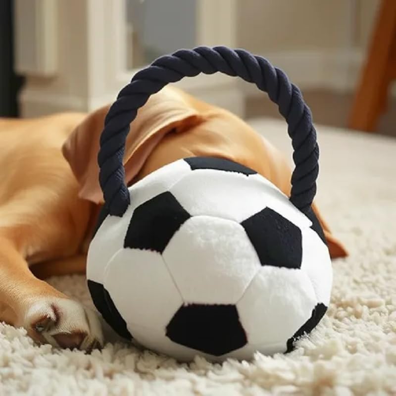 Interactive Dog Soccer Ball Toy with Rope Straps – Durable Tug of War Dog Ball for Aggressive Chewers, Mental Stimulation & Fetch Training | Dog Toys to Keep Dogs Busy for Small, Medium & Large Dogs - image 2