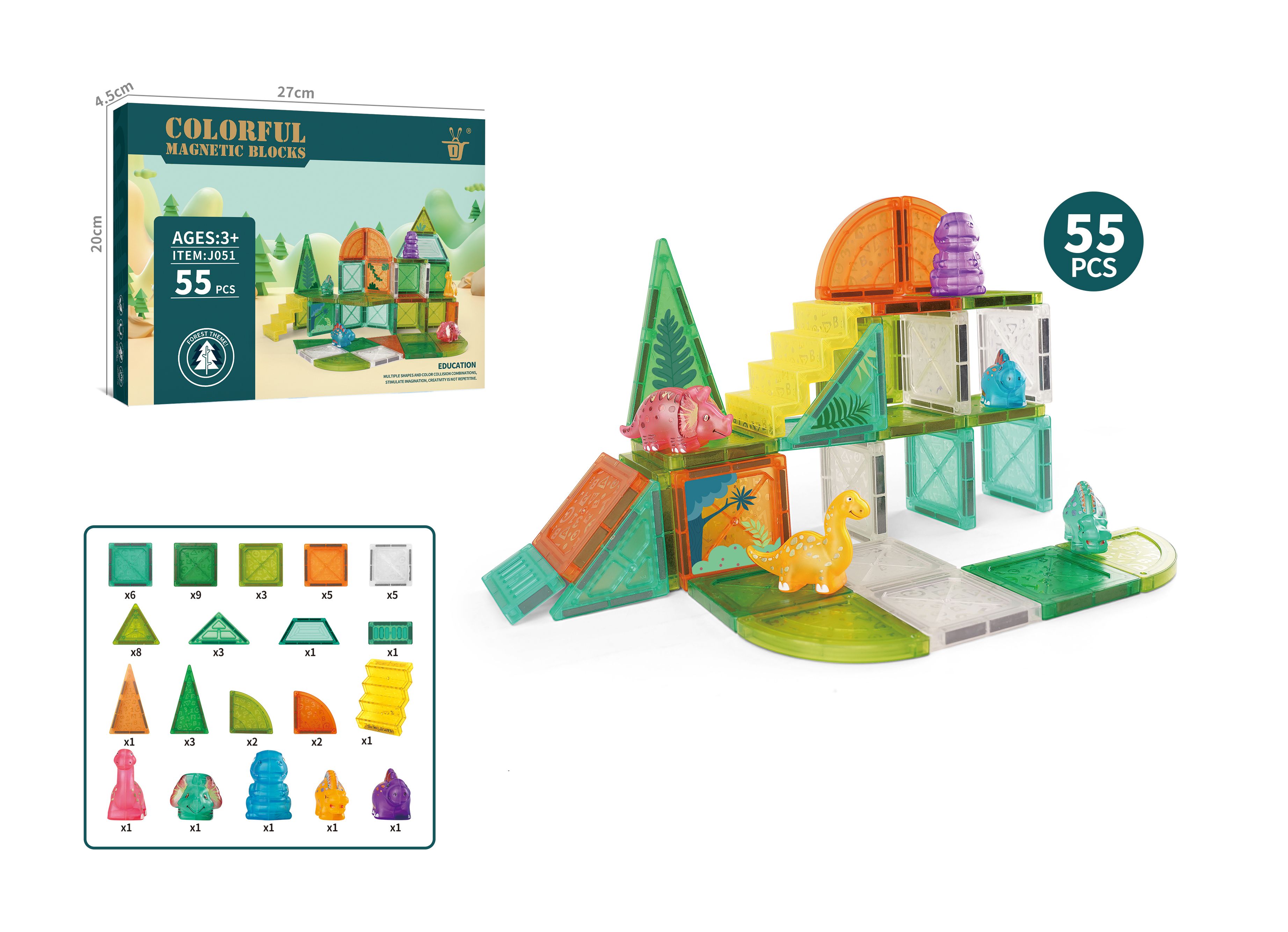 Dinosaur Magnetic Tiles Building Set for Kids – STEM Magnetic Blocks with 3D Movable Dinosaurs & Plants | Educational Mini Magnet Toys for Boys & Girls Ages 3+ | Travel & Learning Toy - image 5