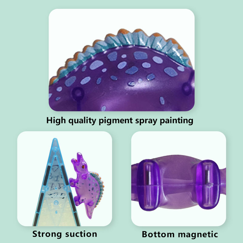 Dinosaur Magnetic Tiles Building Set for Kids – STEM Magnetic Blocks with 3D Movable Dinosaurs & Plants | Educational Mini Magnet Toys for Boys & Girls Ages 3+ | Travel & Learning Toy - image 7