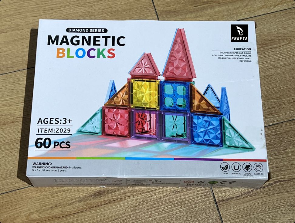 Magnetic Tiles Building Set 60PCS with car base | STEM Montessori Sensory Toy for kids - image 4