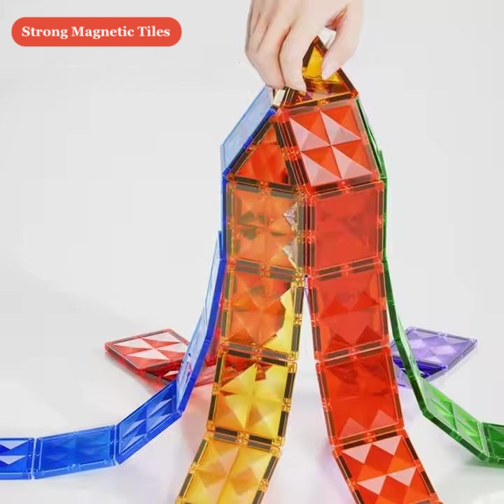 Magnetic Tiles Building Set 60PCS with car base | STEM Montessori Sensory Toy for kids - image 5